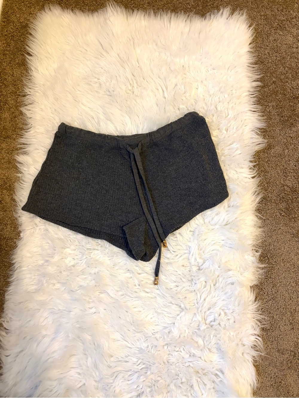 Charcoal Rib Knit Lounge Shorts